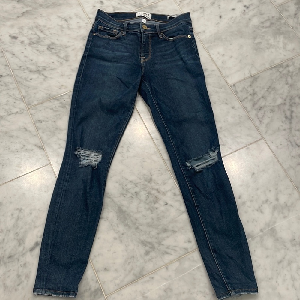 Frame skinny distressed jeans 26
